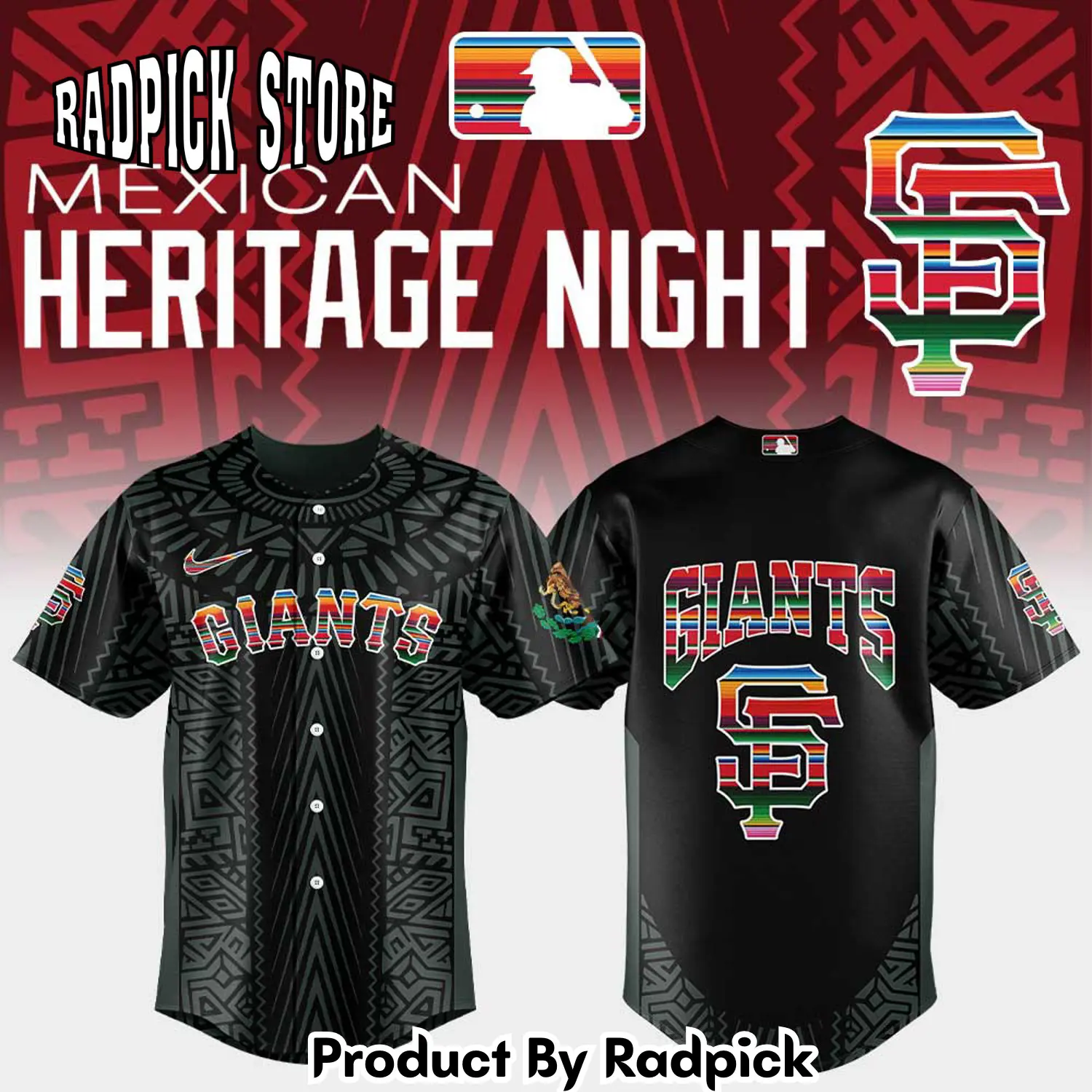 Radpick san francisco giants mexican heritage night new black baseball jersey rp127144